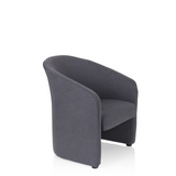 Sillón tapizada SAN JUAN en gris oscuro con respaldo y reposabrazos redondeados de hjh OFFICE – vista de 360° (vista frontal en diagonal 60°)