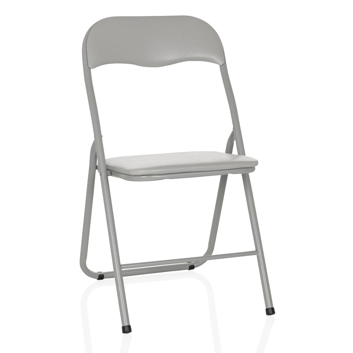 Silla plegable TUDELA BASIC gris con asiento y respaldo acolchados de hjh OFFICE – vista de 360° (vista frontal 15°)