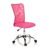 Silla giratoria para niños KIDDY NET I rosa con respaldo de malla y base de cinco ruedas de hjh OFFICE – vista de 360° (vista frontal en diagonal 40°)