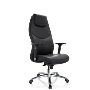 Sillón de oficina profesional FERRARA negro con reposacabezas integrado y base de cromo de hjh OFFICE