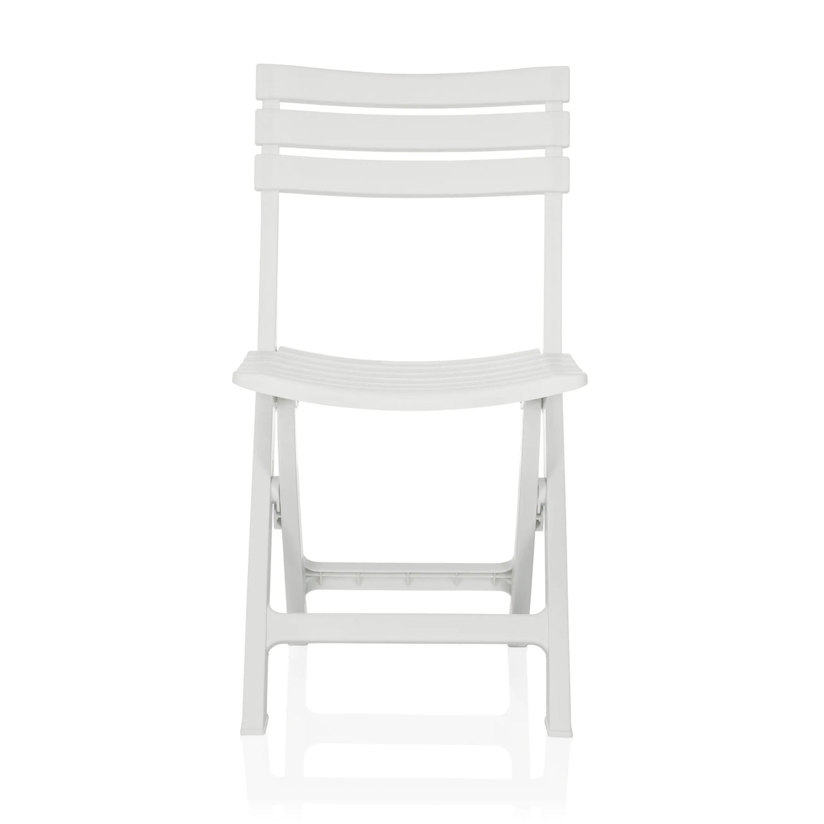 Silla de exterior blanca TRAVANO con respaldo de tres travesaños de hjh LIVING – vista de 360° (vista frontal 0°)