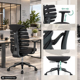 Reposabrazos ajustables y pistón de gas de la silla de oficina profesional ERGO LINE II en negro de hjh OFFICE