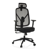 Silla de oficina profesional RALOO ECO negra con respaldo de malla y base de cinco ruedas de hjh OFFICE – vista de 360° (vista frontal 15°)