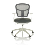 Silla Home Office TOP 108 W gris con respaldo de malla y base de cinco ruedas de hjh OFFICE – vista de 360° (vista frontal 0°)