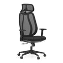 Silla de oficina profesional Filaro en negro con respaldo de malla, reposacabezas y reposabrazos ajustables de hjh OFFICE