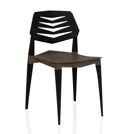 Silla de exterior Flecharo en marrón y negro con un respaldo llamativo de hjh LIVING