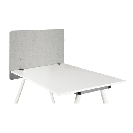 Separador de mesa FLEXMIUT D SIDE de color gris claro sobre un escritorio blanco de hjh OFFICE