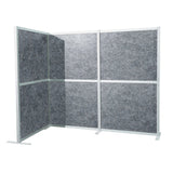 separador Flexmiut Modul L gris con superficie efecto fieltro y marco de aluminio plateado de hjh OFFICE