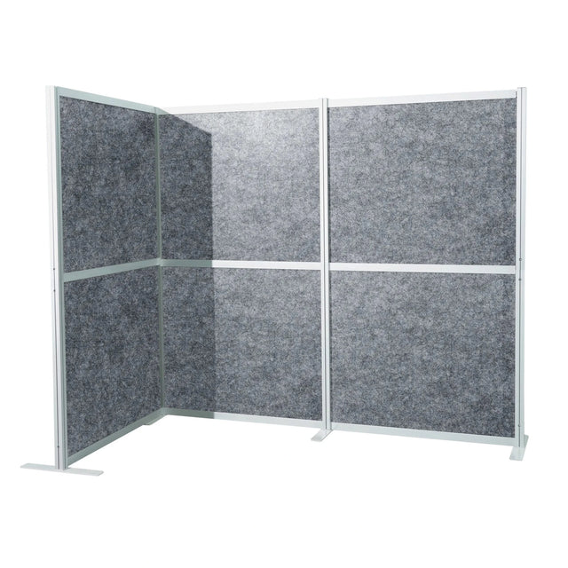 separador Flexmiut Modul L gris con superficie efecto fieltro y marco de aluminio plateado de hjh OFFICE