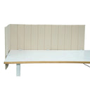 Separador de mesa beige FLEXMIUT ROLL con acolchado vertical sobre un escritorio blanco de hjh OFFICE
