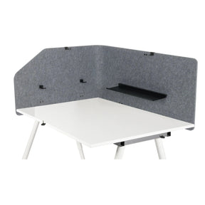 Separador de mesa gris FLEXMIUT T TOP con estante negro integrado y soportes de hjh OFFICE