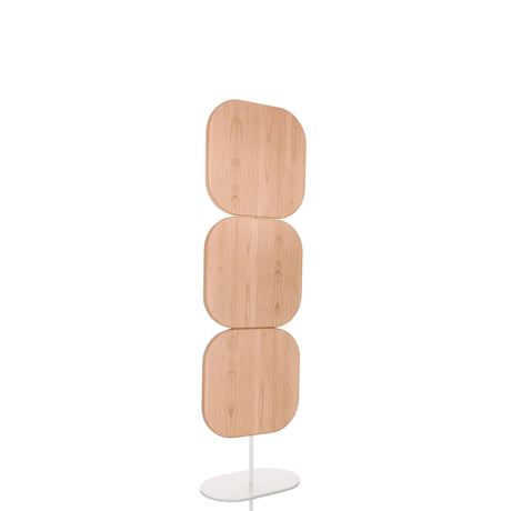 Separador beige FLEXMIUT W con tres elementos de madera redondeados sobre una base blanca de hjh OFFICE