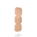 Separador beige FLEXMIUT W con tres elementos de madera redondeados sobre una base blanca de hjh OFFICE