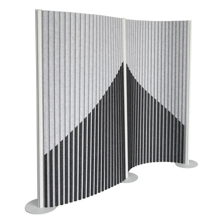 Separador gris Flexmiut Wave con tela plisada y patrón geométrico de hjh OFFICE