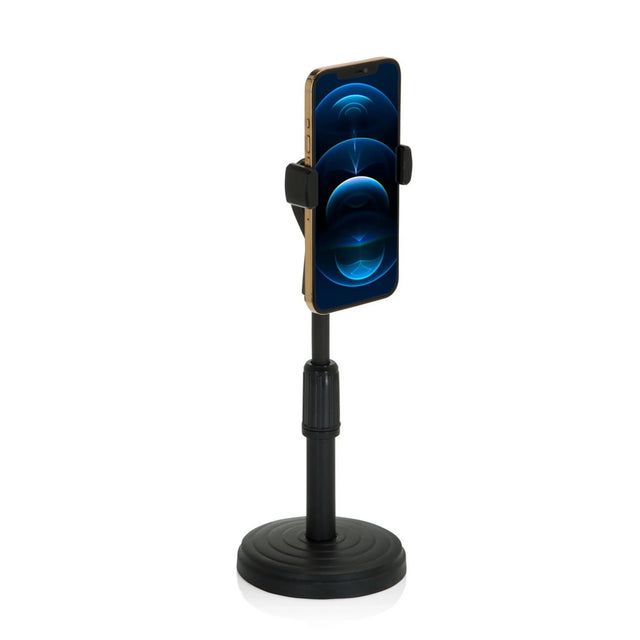 Soporte para teléfono móvil y tableta FLEXMOBI II negro con base redonda y smartphone de hjh OFFICE