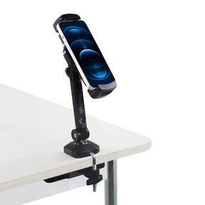Soporte para teléfono móvil y tableta FLEXMOBI III negro con pinza de mesa y brazo ajustable de hjh OFFICE