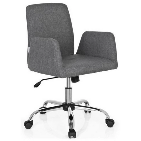 Silla Home Office FLOW con tapizado de tela gris y base de estrella brillante con ruedas de hjh OFFICE