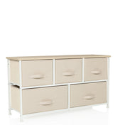 Cómoda beige FOLDAR con cinco cajones de tela y tablero de madera clara de hjh LIVING