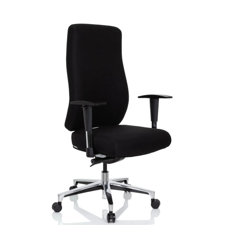 Silla de oficina profesional FORCOM negra con reposabrazos y base brillante de hjh OFFICE