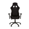 Silla gaming GAME FORCE negra con tapizado de tela, costuras decorativas blancas y reposabrazos de hjh OFFICE