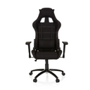 Silla gaming GAME FORCE negra con tapizado de tela, costuras decorativas blancas y reposabrazos de hjh OFFICE