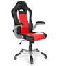 Silla gaming GAME SPORT en negro y rojo con reposabrazos plateados y base con ruedas de hjh OFFICE