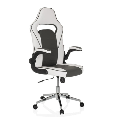 Silla gaming GAME SPORT PRO en blanco y gris oscuro con reposabrazos ajustables de MyBuero