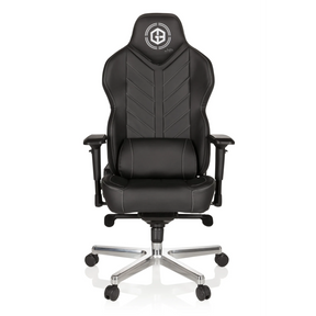 Silla gaming GAMEBREAKER COLOSSUS negra con tapizado de cuero sintético y base de estrella pulida de hjh OFFICE