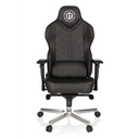 Silla gaming GAMEBREAKER COLOSSUS negra con tapizado de cuero sintético y base de estrella pulida de hjh OFFICE