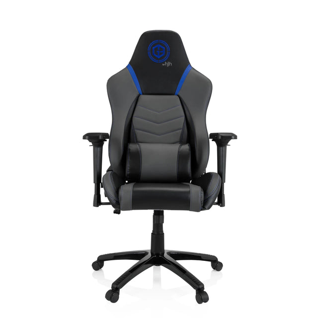 Silla gaming GAMEBREAKER POLARYS I en gris y azul con detalles azules y ruedas de hjh OFFICE