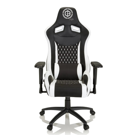 Silla gaming GAMEBREAKER SX 04 en blanco y negro con costuras de diamante y reposabrazos de hjh OFFICE