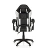 Silla gaming GAMEBREAKER W02 en blanco y negro con cojines cervical y lumbar y ruedas de MyBuero