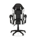 Silla gaming GAMEBREAKER W02 en blanco y negro con cojines cervical y lumbar y ruedas de MyBuero