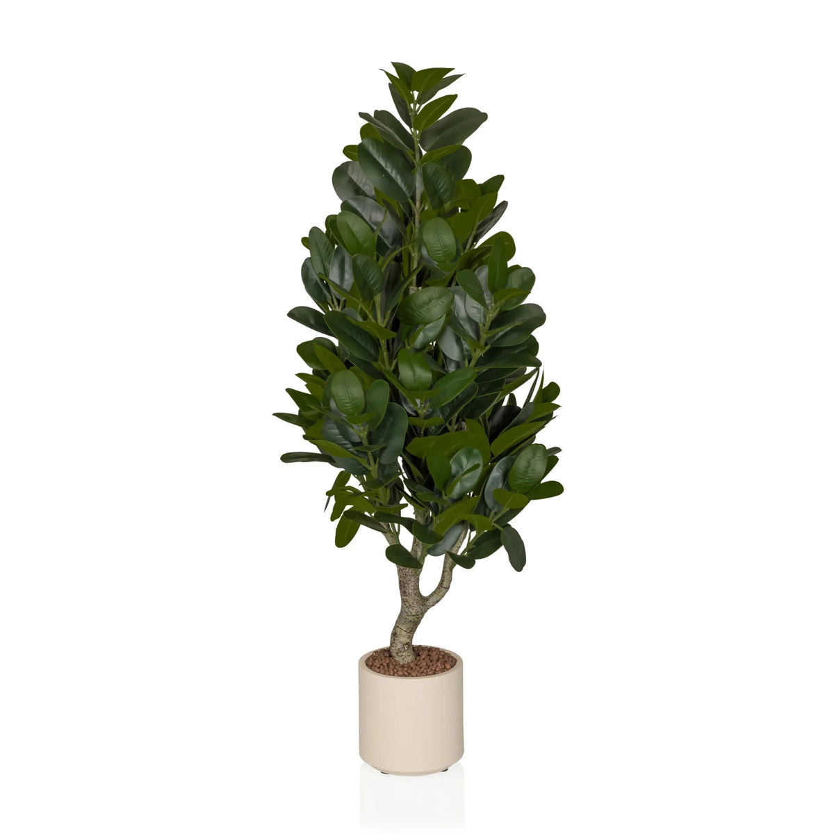 Planta artificial Garcinia con hojas verdes en una maceta color crema de hjh OFFICE