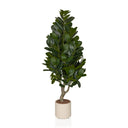 Planta artificial Garcinia con hojas verdes en una maceta color crema de hjh OFFICE