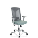 Silla de oficina profesional HALIFAX en color menta con respaldo de malla gris y base pulida de hjh OFFICE