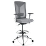 Silla de mostrador HALIFAX WORK gris con respaldo de malla, aro reposapiés y base con ruedas de hjh OFFICE