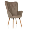 Sillón tapizado marrón HAVENIO I con capitoné y patas de madera clara de hjh LIVING