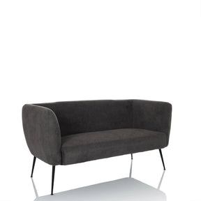 Sofá de diseño HAYRIVER gris con tapizado de tela y cuatro patas delgadas de metal negro de hjh LIVING
