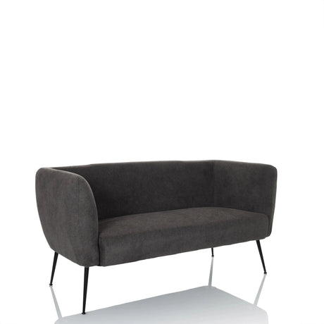 Sofá de diseño HAYRIVER gris con tapizado de tela y cuatro patas delgadas de metal negro de hjh LIVING