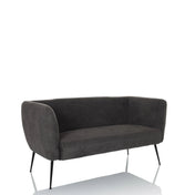 Sofá de diseño HAYRIVER gris con tapizado de tela y cuatro patas delgadas de metal negro de hjh LIVING