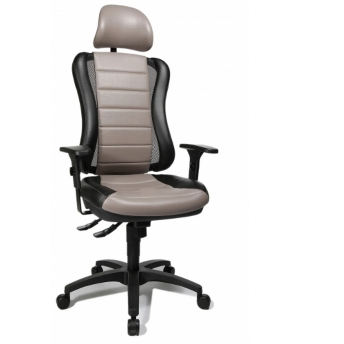 Silla de oficina profesional HEAD POINT RS gris con estructura negra y reposacabezas de Topstar