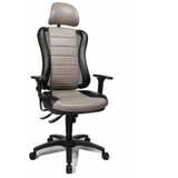 Silla de oficina profesional HEAD POINT RS gris con estructura negra y reposacabezas de Topstar