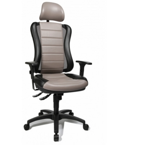 Silla de oficina profesional HEAD POINT RS gris con estructura negra y reposacabezas de Topstar