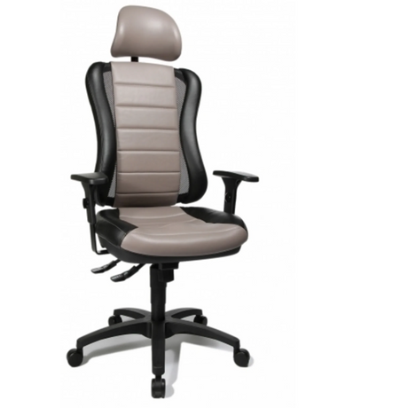 Silla de oficina profesional HEAD POINT RS gris con estructura negra y reposacabezas de Topstar