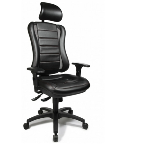 Silla de oficina profesional HEAD POINT RS negra con reposacabezas y reposabrazos de Topstar