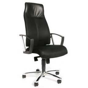 Sillón de oficina profesional HIGH SIT UP negro con respaldo de malla, reposabrazos y base de estrella de Topstar