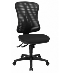 Silla de oficina profesional HJH SOLUTION BASIC negra con respaldo de malla y base con ruedas de Topstar