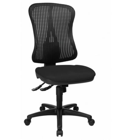 Silla de oficina profesional HJH SOLUTION BASIC negra con respaldo de malla y base con ruedas de Topstar