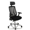 Silla alta gama INSPERO en negro con respaldo de malla, reposacabezas y base de cromo de hjh OFFICE